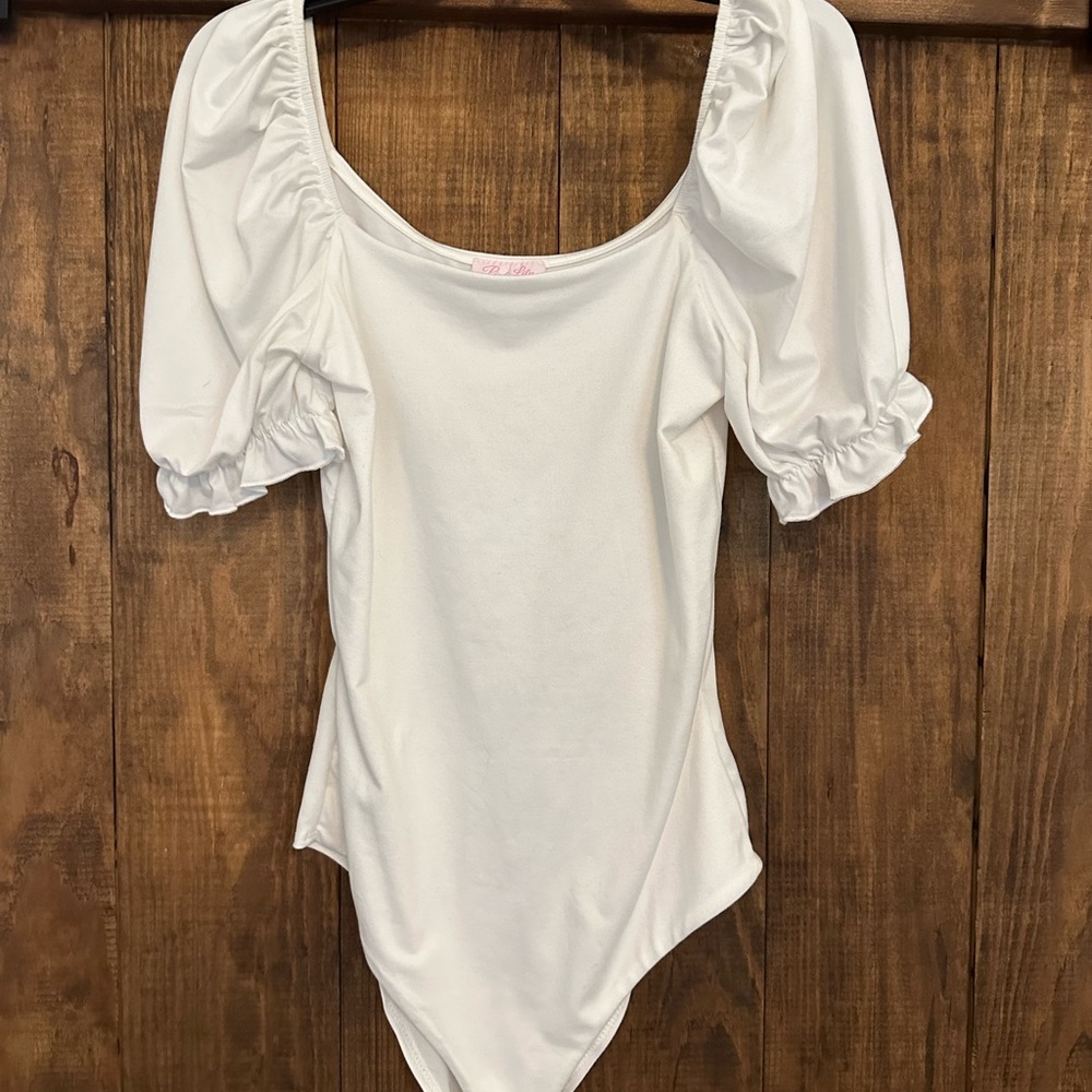 Pink Lily white body suit